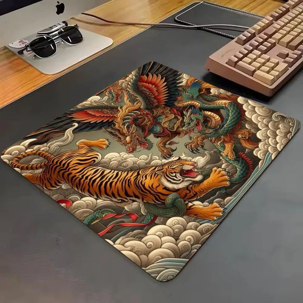 Oriental Mythical Beast Small Mouse Pad 45X50 50X50 Laptop Mousepad Keyboard Mat Desk Protector Dark Ukiyo E-sports Gaming Pads