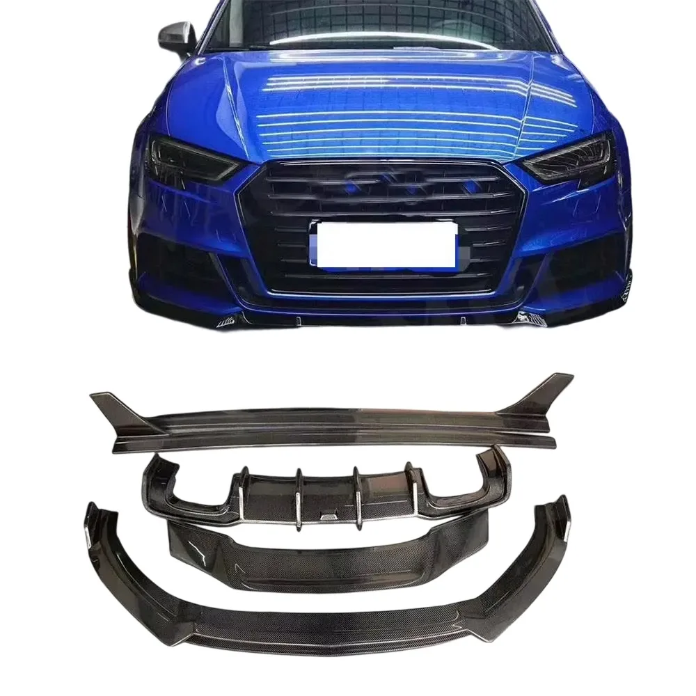 

Factory Car A3 8V S3 Carbon Fiber Front Lip Diffuser Spoiler Side Skirts Body Kit for A3 8V.5 S3 Sedan 2017 2018 2019