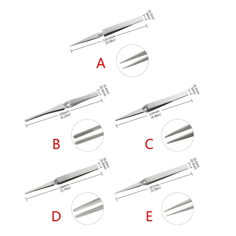 652F Lock Stainless Steel Reverse Action Pointed Round Tweezers Hand Tools