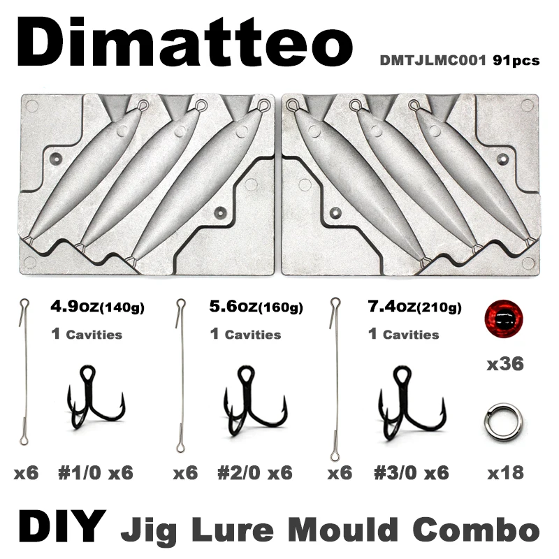 

Dimatмотоо DIY Рыбалка 91 шт. джиг приманка форма Combo 140 г 160 г 210 г 3 полости