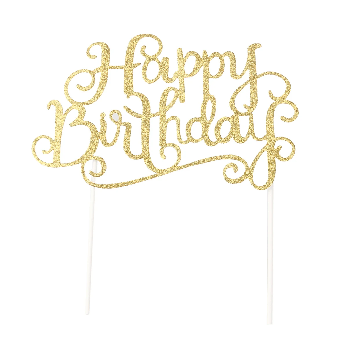 

Golden 14x10cm Birthday Cake Topper Paper Parties Banquets Formal Gatherings Decorations Anniversary Wedding Happy Shape