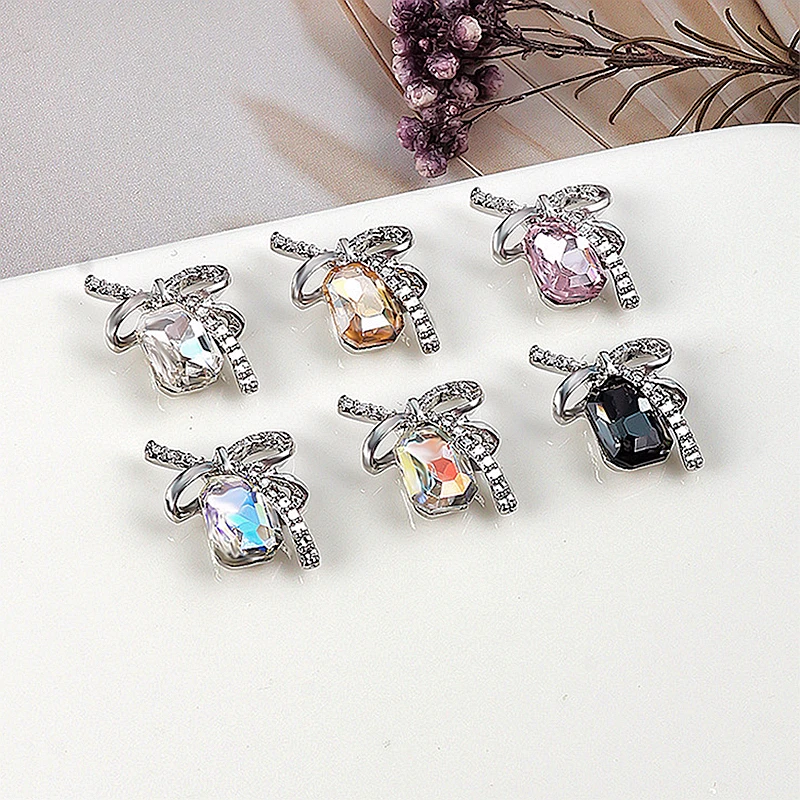 10PCS 3D Luxury Alloy Bow Nail Rhinestones Charms Supplies Bowknot Gem Stone Jewelry Parts Accessories For Nails Decoration Tool