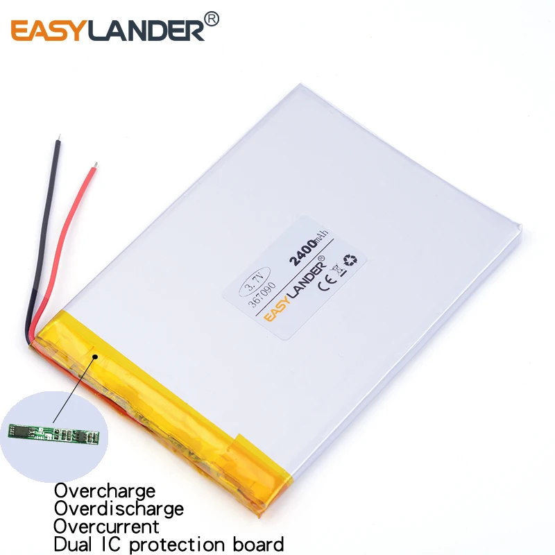 3,7 В 367090   Перезаряжаемая литий-ионная литий-полимерная батарея емкостью 2400 мАч для планшетных ПК КПК
