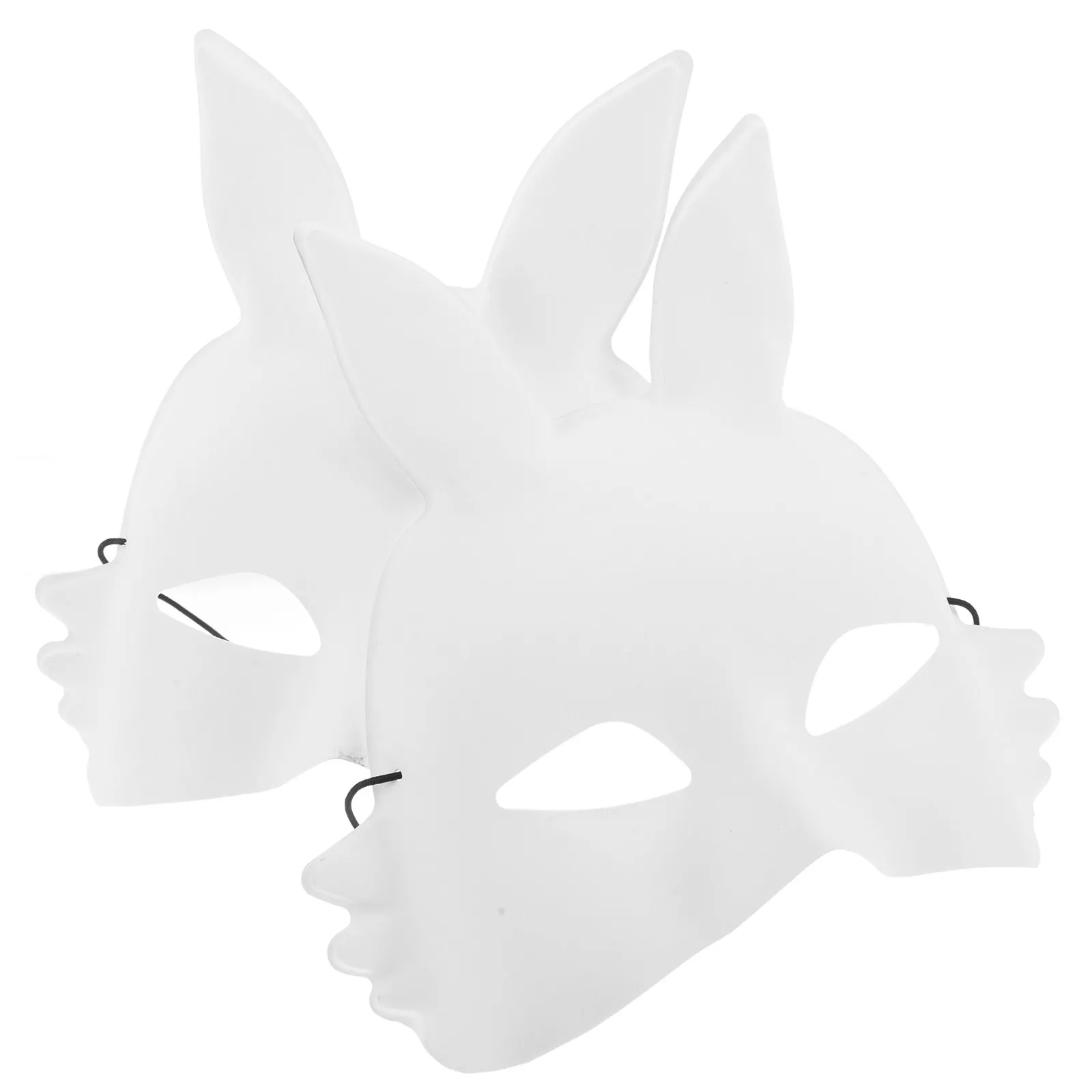 

2Pcs White Blank Rabbit Mask DIY PVC Bunny Half Face Mask for Painting Halloween Craft Masquerade Costume Kids Adults Accessory