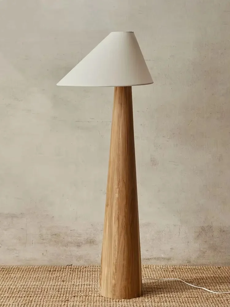 Conical Oak Floor Lamp Wabi Sabi Retro Floor Lamp Living Room Bedroom Study Solid Wood Desk Lamp Bedside Lamp Home Decoration