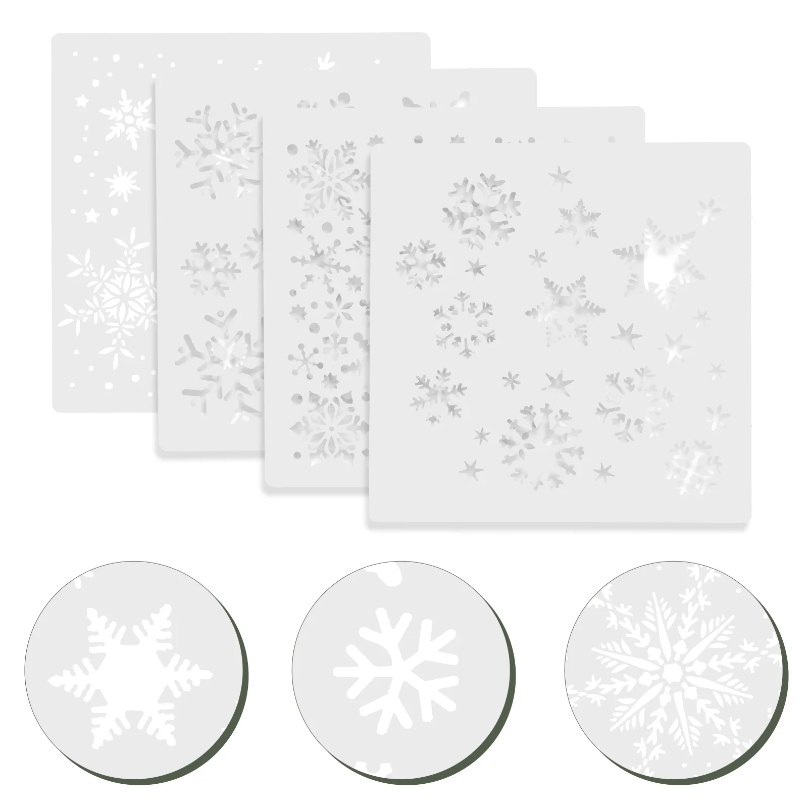 

4 Pcs Painting Template Wood Burning Stencils DIY Templates Snowflake Plastic Drawing Account Creative