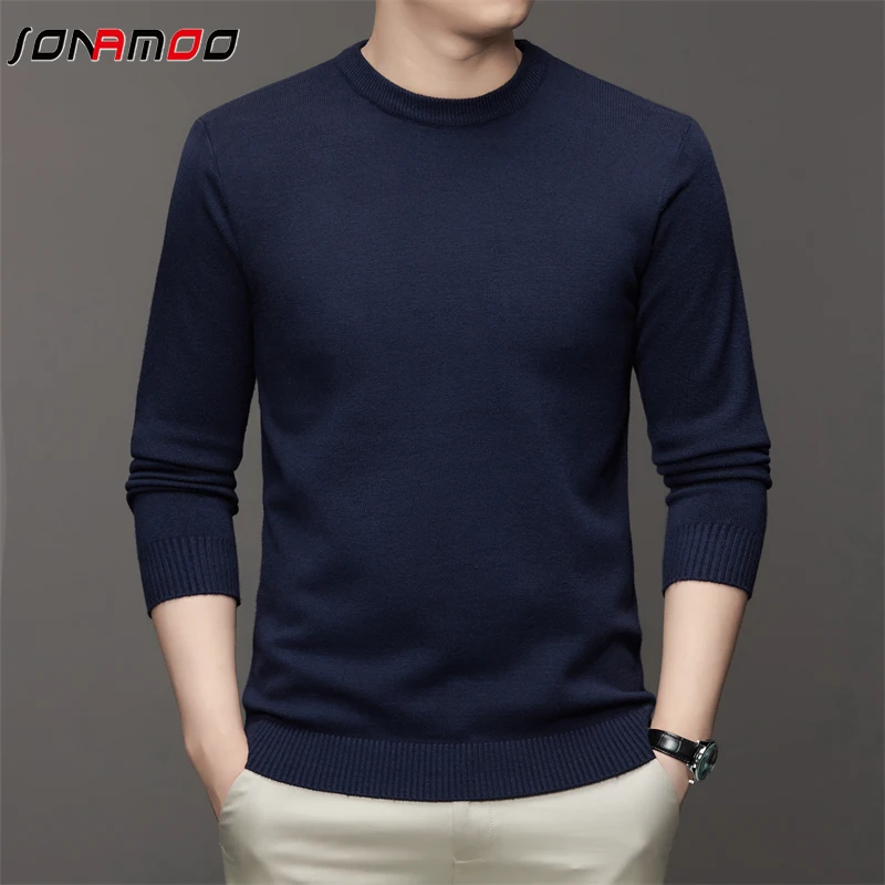 7 Colour Men\'s Round Neck Long Sleeved Solid Color Sweater Soft Warm and Comfortable Top with a Base