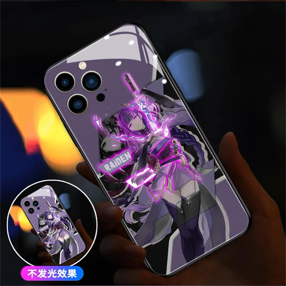 

Japan Impact Anime LED Light Up Phone Case For Samsung S23 S21 S22 Plus Ultra A53 A14 LED Flash Back Cover