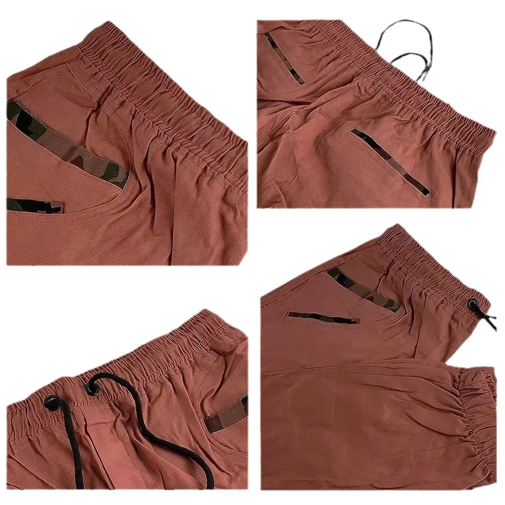 Pantalón largo para hombre, Pantalón recto con cordones, cintura elástica, bolsillo, empalme sólido, informal, con cordón, corte ajustado, otoño 2024