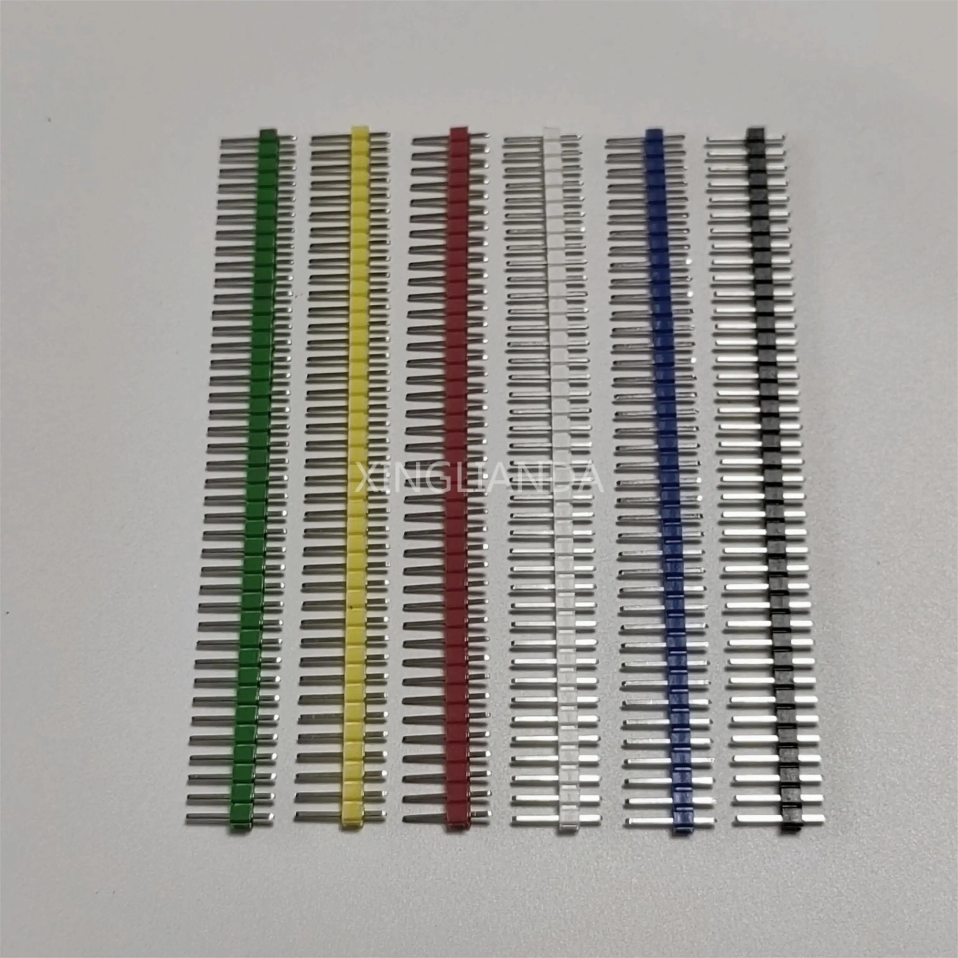 60PCS/Lot 1X40 Pin Single Row Red Blue Green Black White Yellow 2.54MM PITCH Pin Header connector Strip Each 10