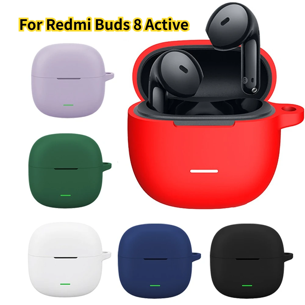 Silicone Soft Shell Cover for Redmi Buds 8 Active Case Wireless Bluetooth Earphone Shockproof Cases Capa With Hook Headphone Box