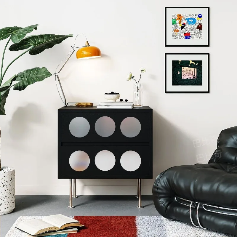 Bauhaus bedside table contrasting color side locker, living room wall chest cabinet niche locker solid wood porch cabinet