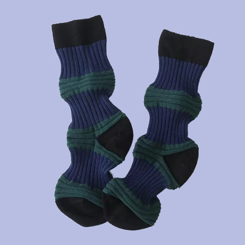 3/6 Pairs Miyake Pleated Socks Summer Internet Celebrity New Design Women's Socks Middle-tube Contrast Color Socks Lantern Socks