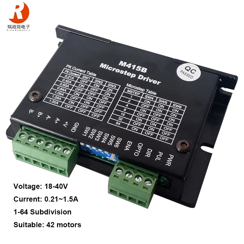 

M415B 2 Phase Stepper Drive Microstep Driver Controller with 18-40VDC Voltage and 0.21 to 1.5A Current More Reliable Quality