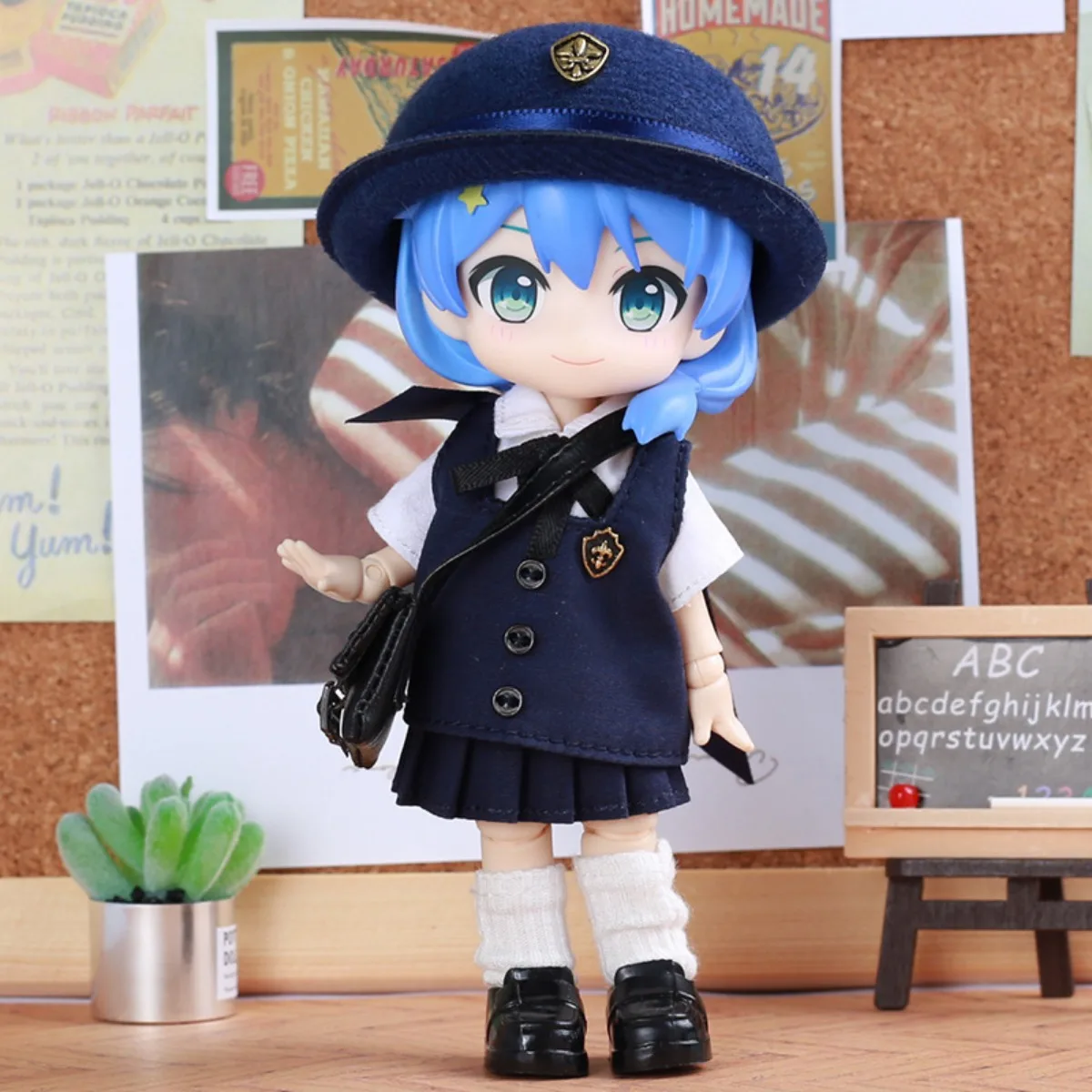 

Милый британский комплект школьной формы для кукол BJD OB11 Nendoroid 1/12 – школьный наряд с шляпкой и сумкой, аксессуары для кукол