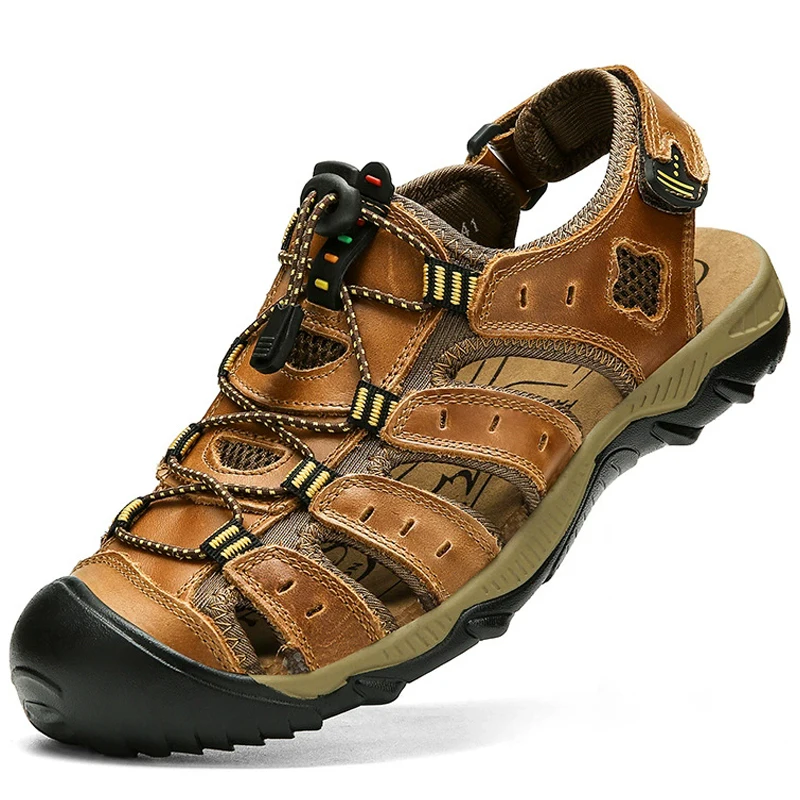 

Genuine leather Men's sandals Retro Summer Cowhide Sandals Outdoor Beach Shoes Breathable Men's outdoor Sandals large size 48