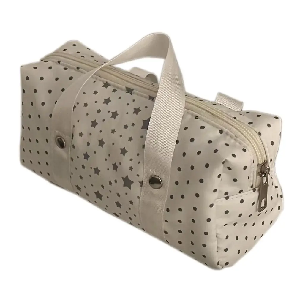 Portable White Pencil Case Multi-functional Star Polka Dot Stationery Bag Large-capacity Stationery Pouch Back To School Gift