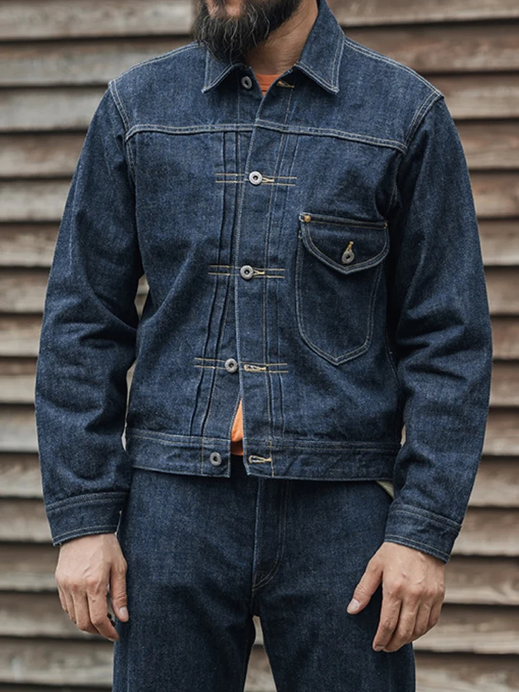 جاكيت جينز أمريكي عتيق بلون النيلي الأصلي، إصدار الحرب العالمية الثانية 0، للشباب، بأكمام طويلة، قطن 00%، مقاس قياسي