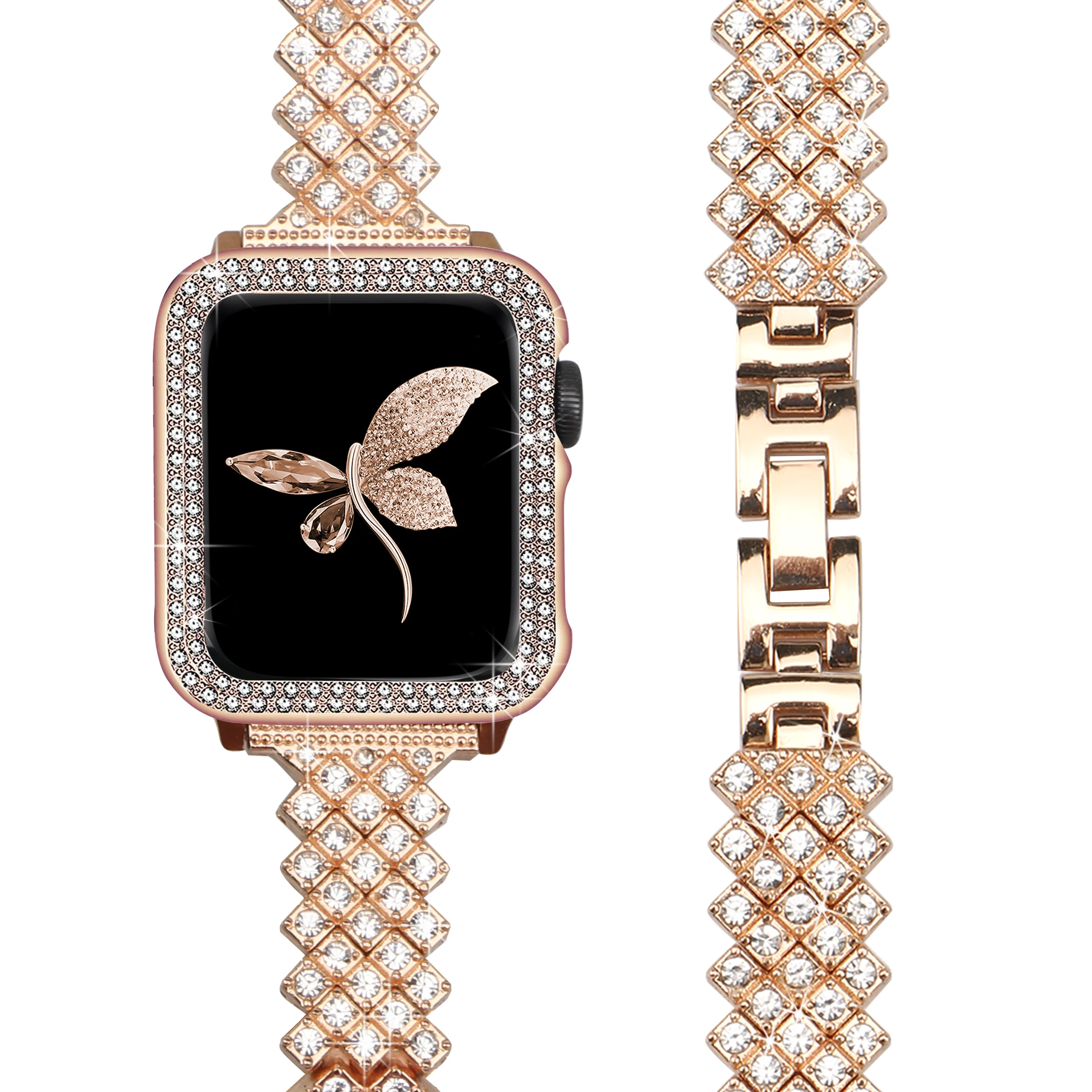 Correa de cristal brillante para iWatch, pulsera Compatible con Apple Watch Series Ultra 8 7 SE 6 5 4 3 2 1, 49mm 45mm 38mm