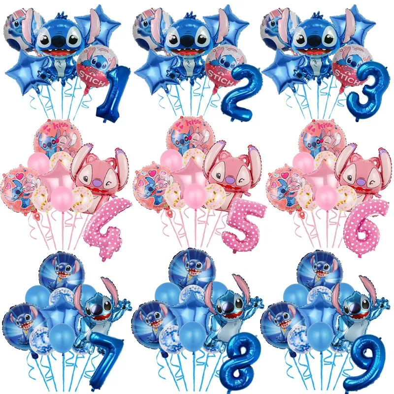 6-11pcs Lilo&Stitch Helium Balloon Set Boy Girl Birthday Party Decoration Supplies Baby Shower Pink Stitch Aluminum Ballon Decor