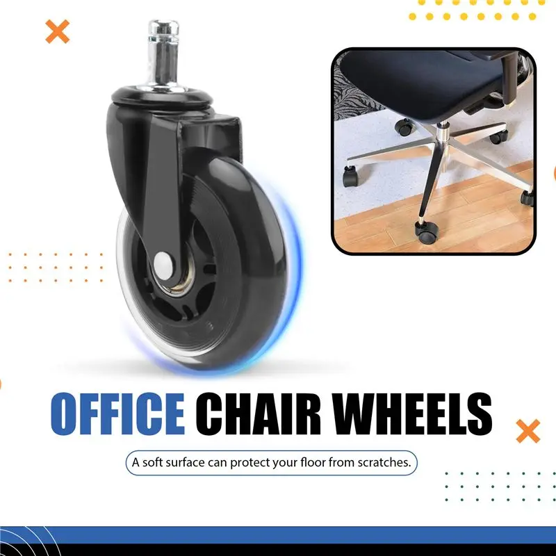 مجموعة عجلات كرسي المكتب A23E مكونة من 5 عجلات لكراسي المكتب، قلم 11 مم × 22 مم، عجلات كراسي مكتب متينة عالمية #5