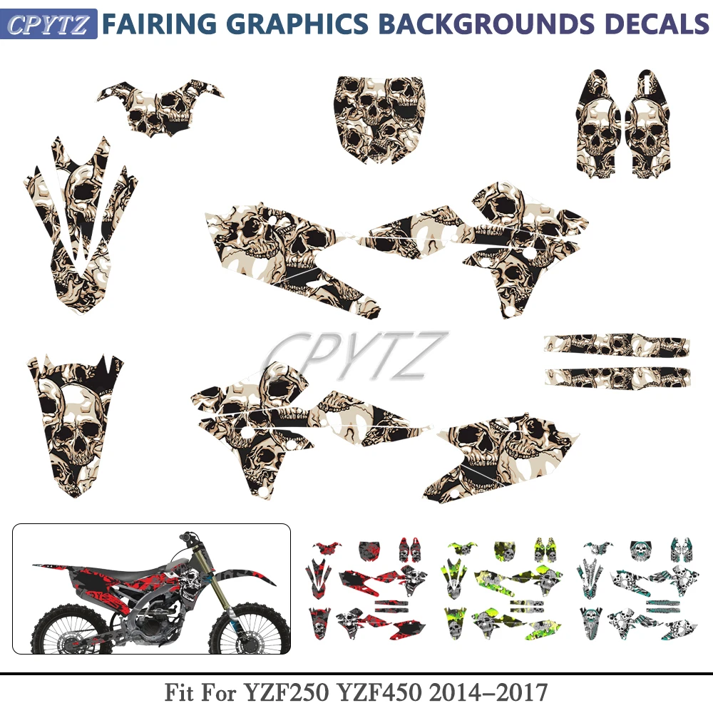Fit For YZF250 2014 2015 2016 2017 YZF450 2014-2017 Full Graphics Decals Backgrounds Decals Custom Stickers