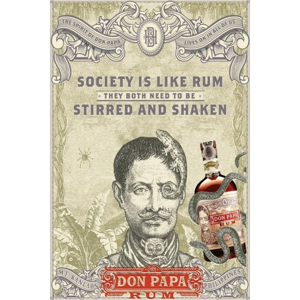 

Don Papa Rum Advert, Vintage Retro Metal Sign, Cafe Bar Pub Mancave Cocktails