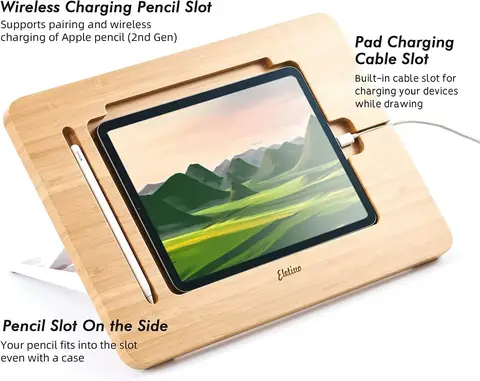 Multi-Angle Foldable Adjustable Bamboo Drawing iPad Holder Stand  iPad 11inch 12.9inch