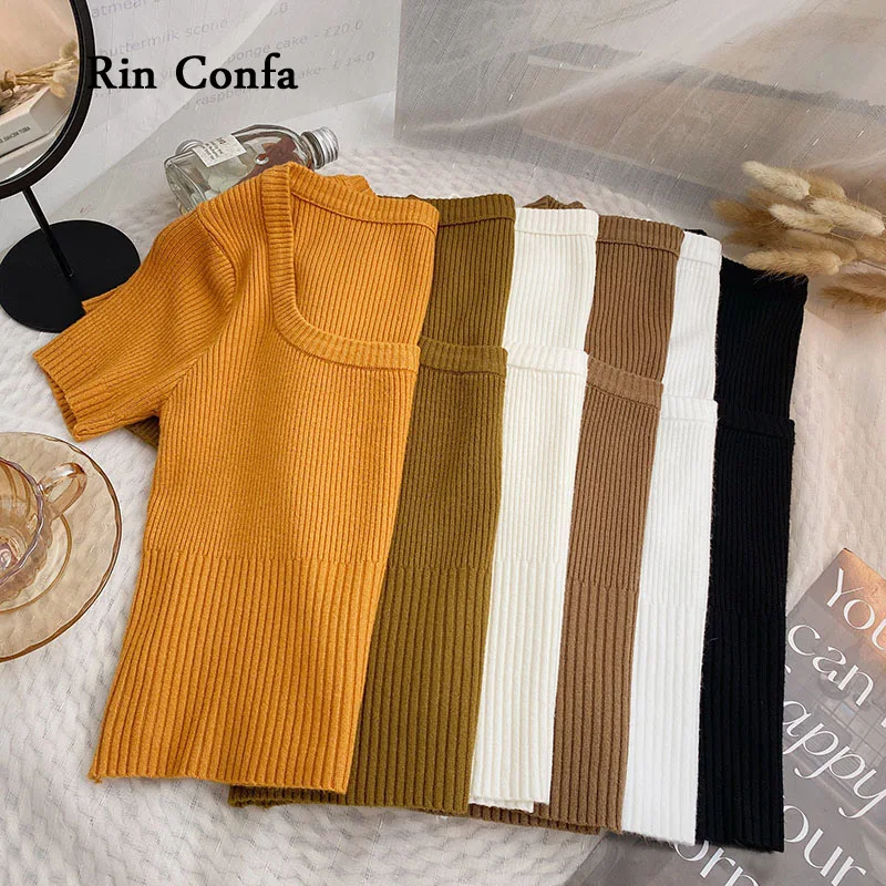 Rin Confa Summer High Street Short Sleeve Tees Casual Fashion Y2k Clothing Streetwear Harajuku Thin T-Shirts Party Tops Women