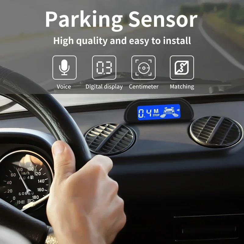 Hippcron-Car Parking Sensor Kit com Auto Parktronic, Reverse Monitor LED, Radar Detector System, Display Backlight, 4 Sensores, 22 milímetros