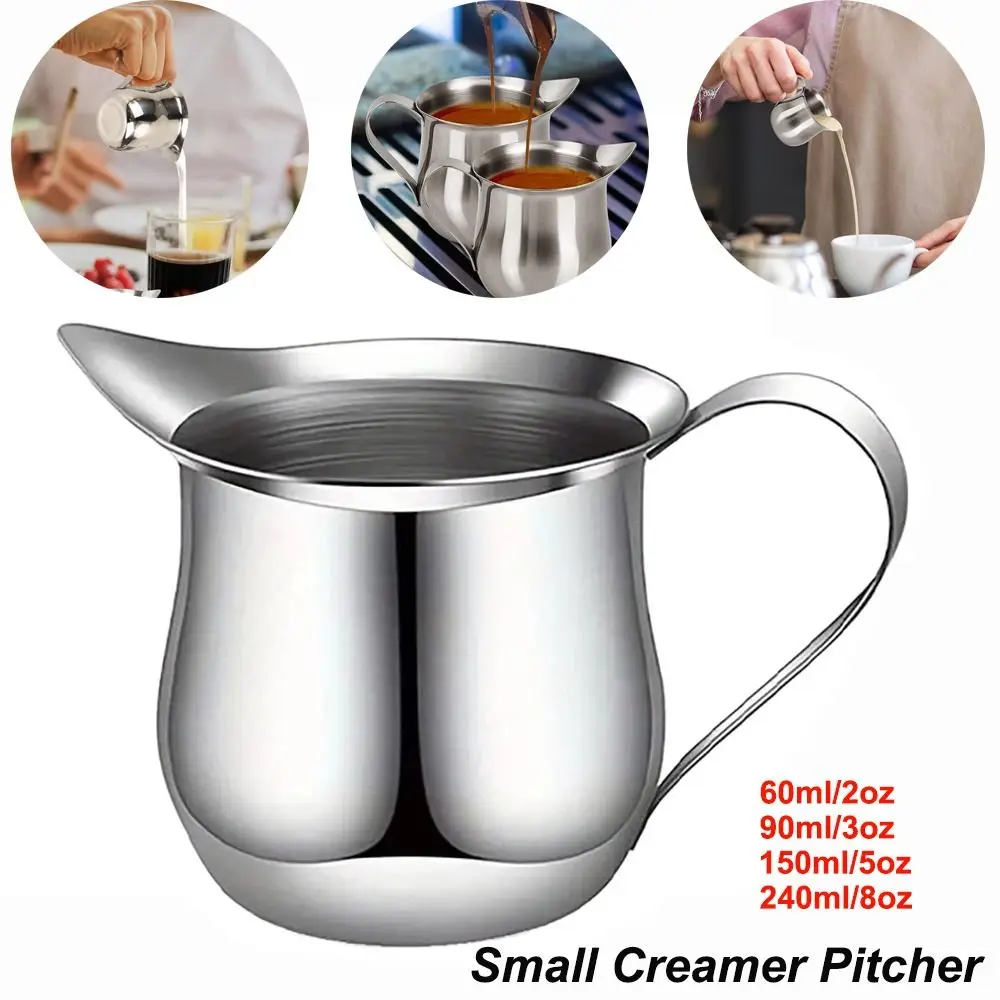 Latte Art Stainless Steel Coffee Milk Frother Cup With Pouring Spout Silver Milk Frothing Pitcher Espresso Creamer Pitchers