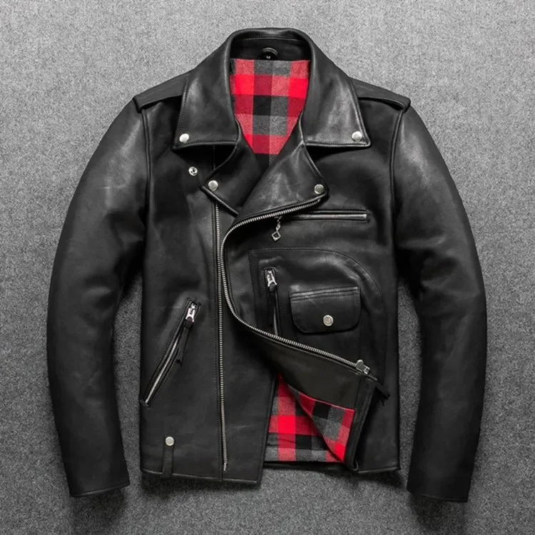 Shop Best.Classic J24 men road biker leather jacket.quality rider cowhide outwear.black quality genuine clothes