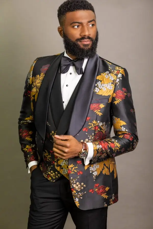 

New Design Men's Suits Floral Printing Wedding Suits 3 Pieces Formal Groom Wear Prom Party Tuxedos (Jacket+Vest+Pants)