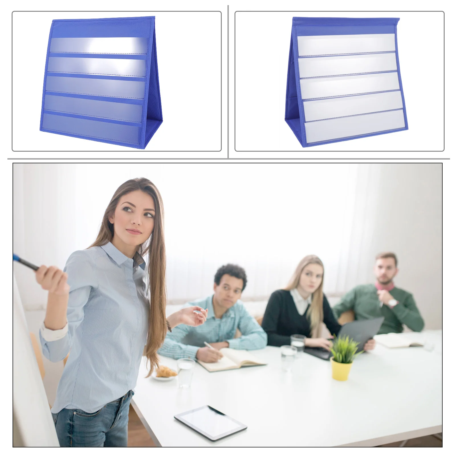 

20Pcs Presentation Board Desktop Pocket Chart Self-Standing Double Sided Display Cards for Teaching Learning Classroom Office