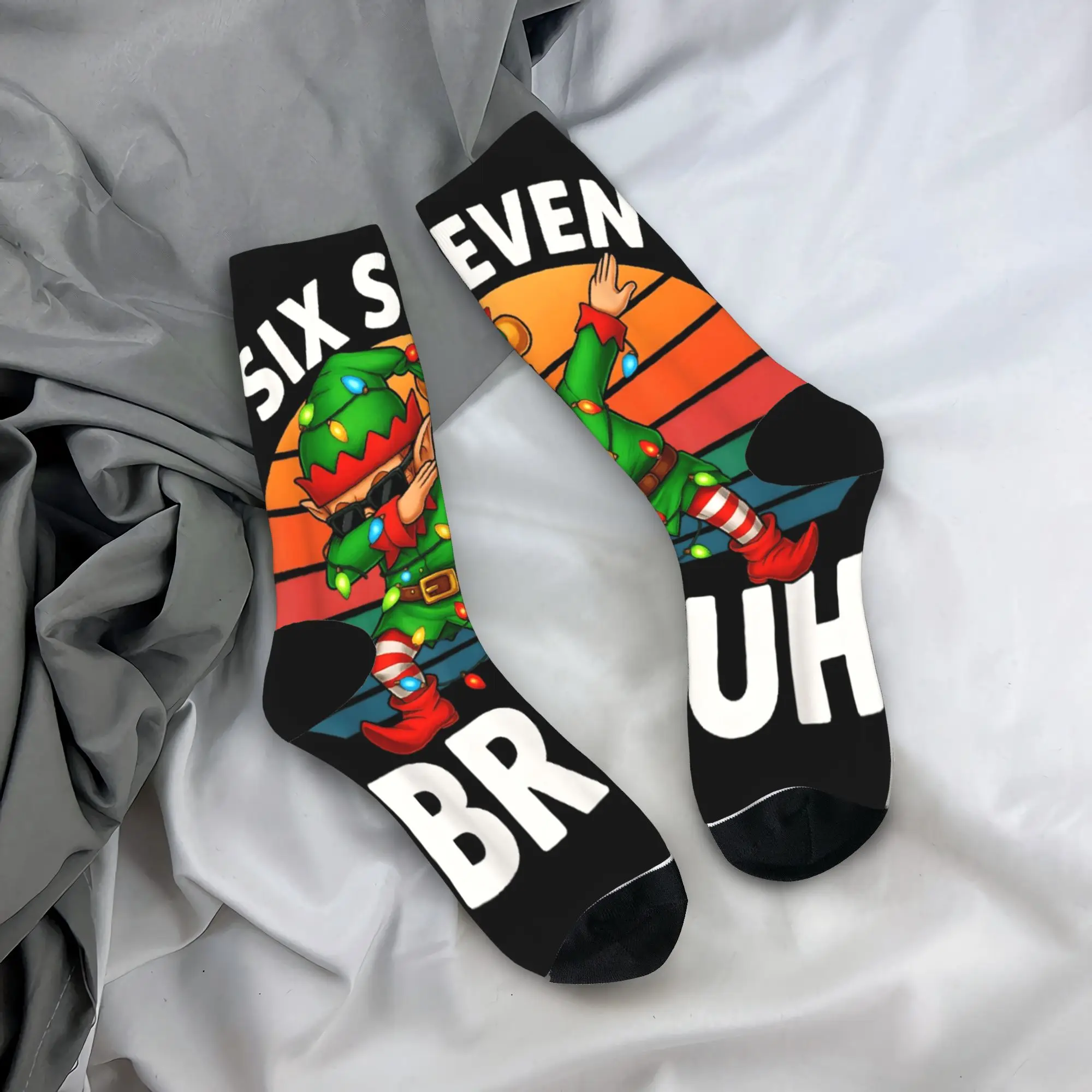 

Чулки Six Seven 6 7 Meme Dabbing Elf Merry Christmas Bruh, модные носки, мужские теплые мягкие носки, осенние нескользящие носки для скейтборда