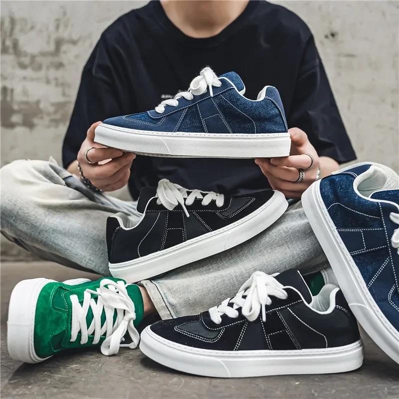 Tênis de moda casual masculino outono nova marca design confortável sola macia skate lona respirável vulcanizado shoe44