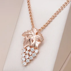 Kienl Full Shiny Natural Zircon Big Pendant Necklace for Women 585 Rose Gold Color Crystal Grape Pendant Daily Vintage Jewelry