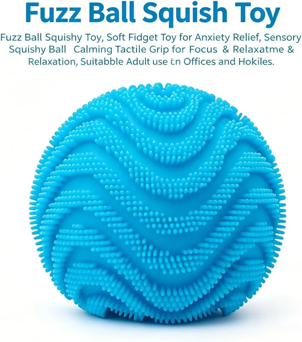 1Pc Fuzz Ball Sensory Squeeze Gift Textured Stress Relief Fidget Ball for Office Staff Desktop