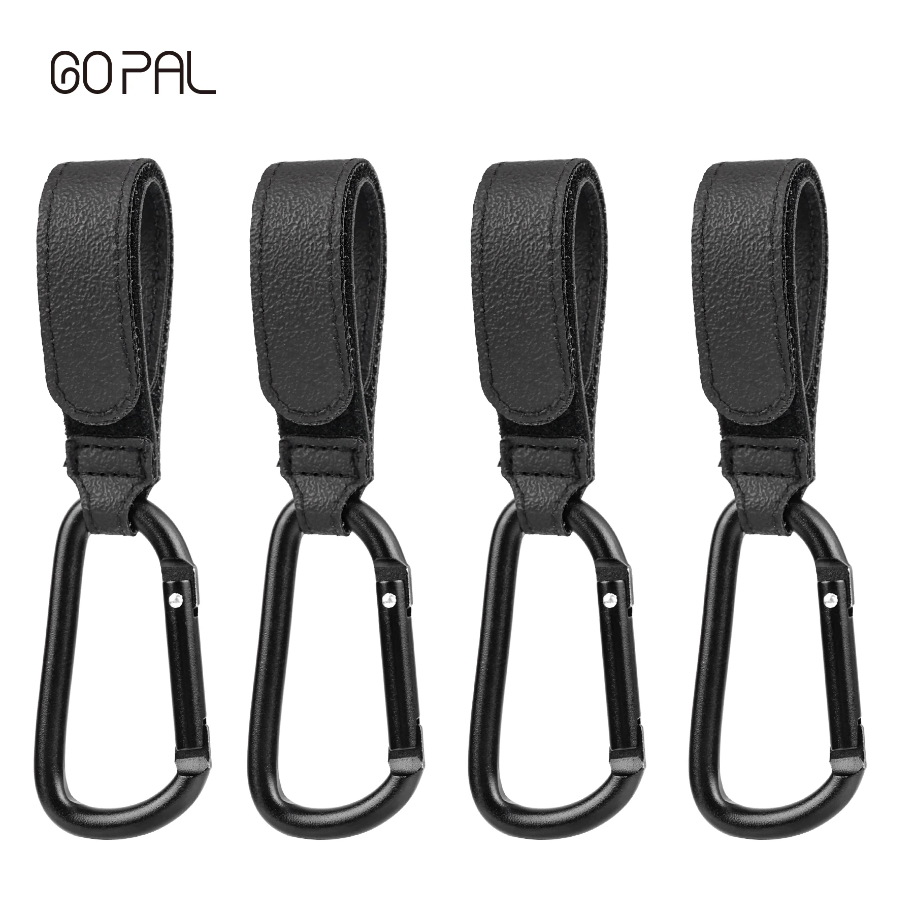 Go Pal HB1 Carabiner Baby Stroller Hook PU Leather Adjustable Pram Cart Hooks Buckle Outdoor Camping Travel Accessories