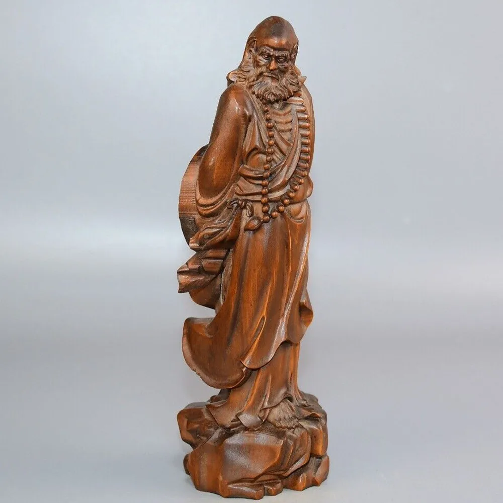 

Chinese Vintage Boxwood Nicely Carved Dharma Buddha Statue Home Decor Sculpture