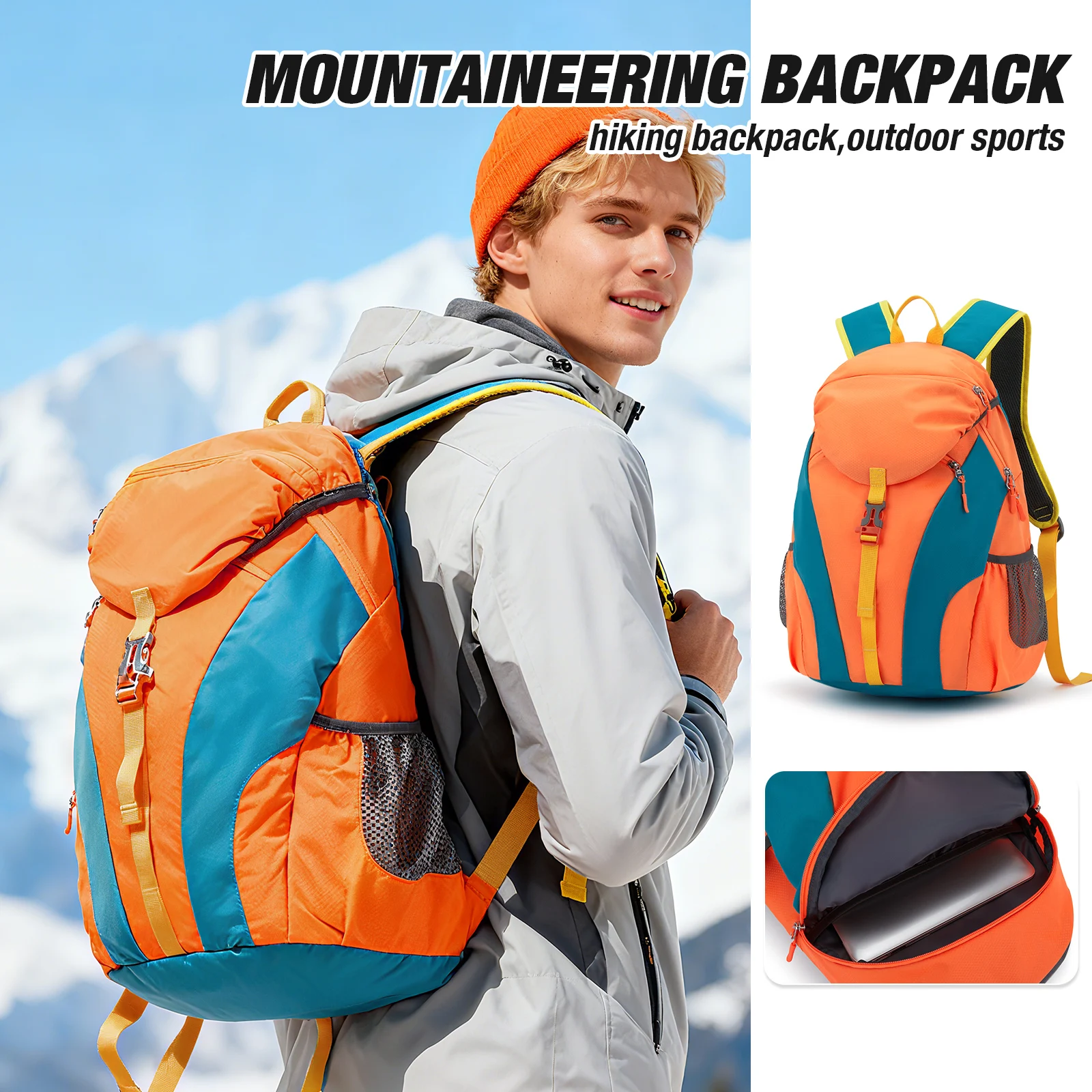 Mochila de caminhada leve ao ar livre para mulheres, mochila de equipamento de caminhada para homens, mochila de viagem de curta distância de grande capacidade