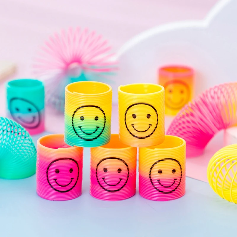 12pcs/bag Smile Rainbow Springs Coil Toys for Kids Birthday Party Favors School Giveaway Gifts Baby Shower Pinata Goodie Fillers