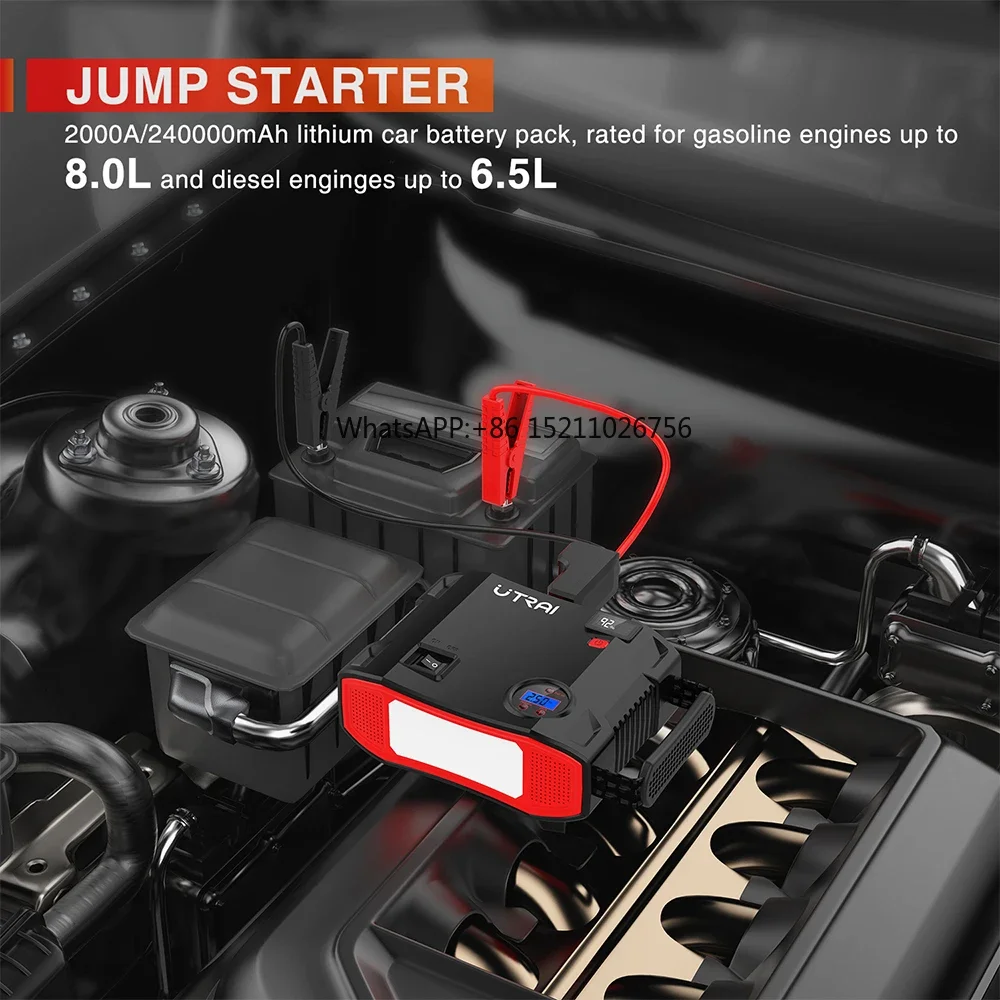 Car Jump Starters With Air Compressor 2000A Peak 12V 5W Flashlight Portable Car Booster Wholesale OEM