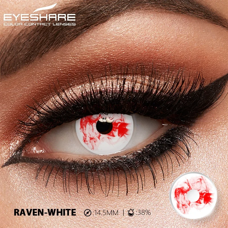 EYESHARE 1 Paar weiße farbige Kontaktlinsen für Cosplay, rote Kontaktlinsen, Anime-schwarze Augenlinsen, Halloween-Schönheits-Make-up-Linsen – Detail 37