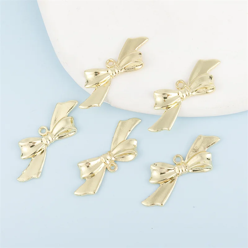 5pcs Kpop Multi-style Bowknot Styling Charms Sweet Gold Color Bow Pendant Jewelry Accessories Alloy Pendants DIY Gift For Women