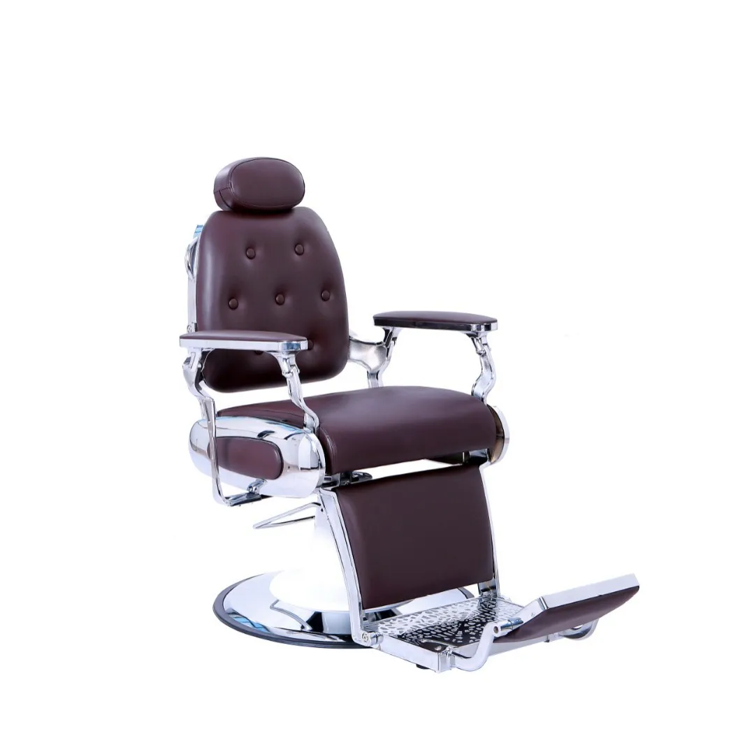 Premium Yellow hair chair gold-plated chassis hydraulic heavy duty retro chair reclining