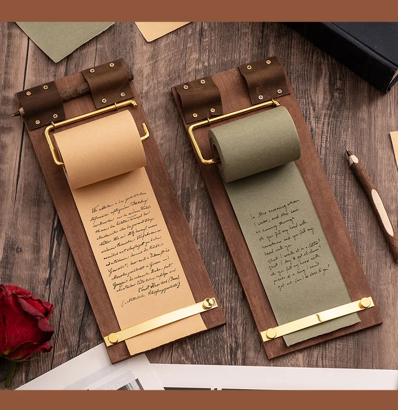 2026 Vintage Sticky Note Clip Hanging Roll Paper Sticky Note No Sticky Ins style Board Note Blank Notepad Message Pad
