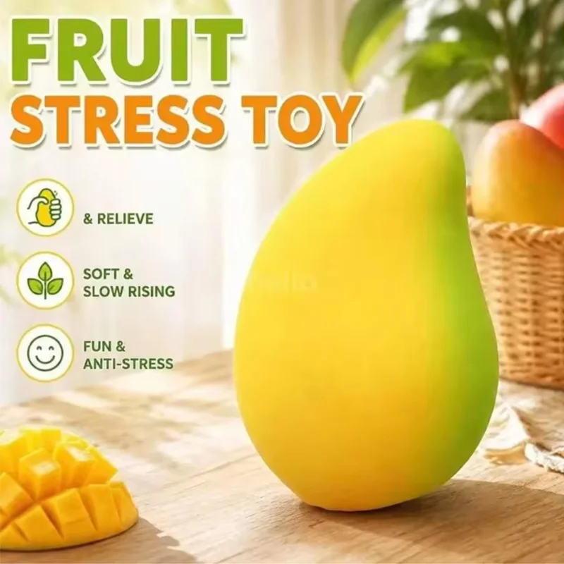 Thermochromic Color Changing Mango Squishy Toy Soft Squeeze Stress Relief Fidget Toy Simulation Fruit Decompression Toy