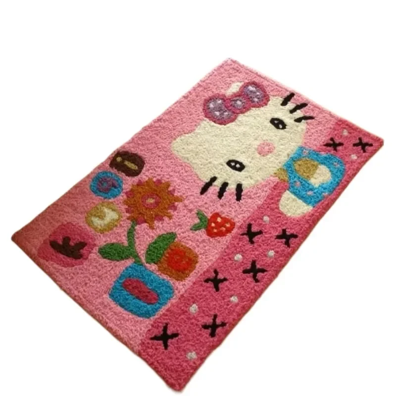 Sanrio Hello Kitty Imitation Cashmere Plush Comfortable Living Room Carpet Mat Bedroom Floor Mat Decorative Blanket Kitchen