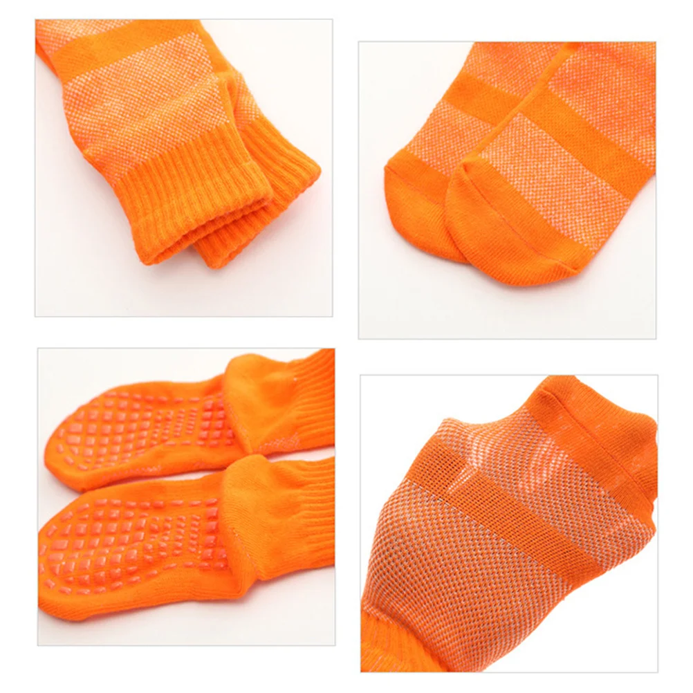 

3Pairs Non-Slip Floor Socks Children Cotton Trampoline Socks M Size Orange 5-11y Breathable Comfortable Winter Gift